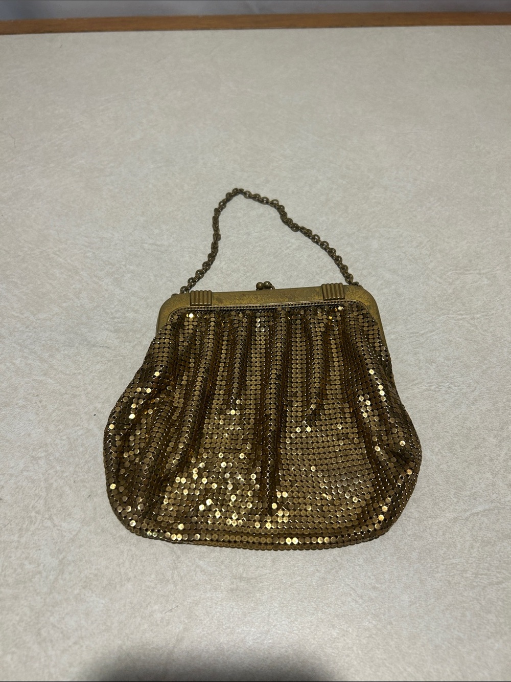 Vintage Whiting & Davis Gold Mesh Evening Bag 1930s Art Deco 1381 Flapper Clutch